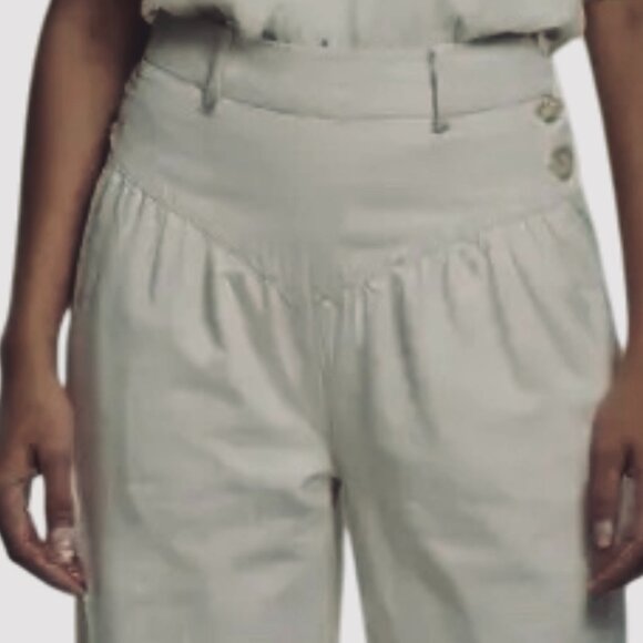 Y2K NWOT Popular 1980s Brand Esprit Pants DropWaist Pleated Ecru Creme Tapered - Picture 1 of 11
